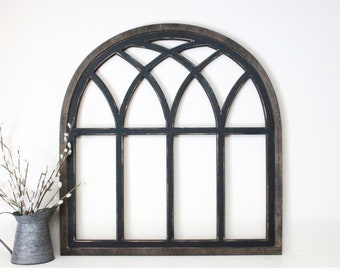 Modern farmhouse window frame wood window decorating farmhouse decor cathedral window mantle decor rustic farmhouse arch