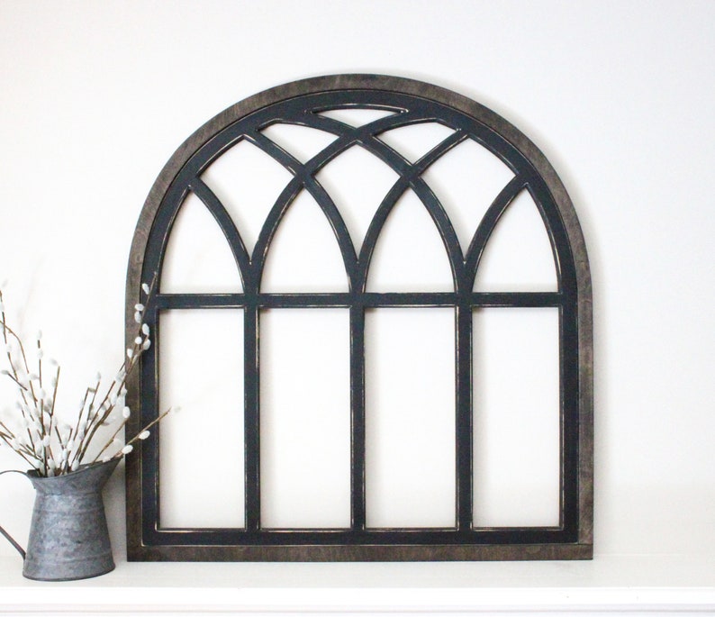 Modern farmhouse window frame wood window decorating farmhouse decor cathedral window mantle decor rustic farmhouse arch image 1