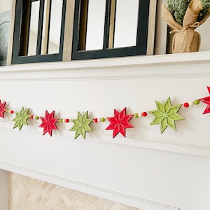 Scandinavian wooden star garland winter decoration for Christmas mantle, FAST SHIPPING
