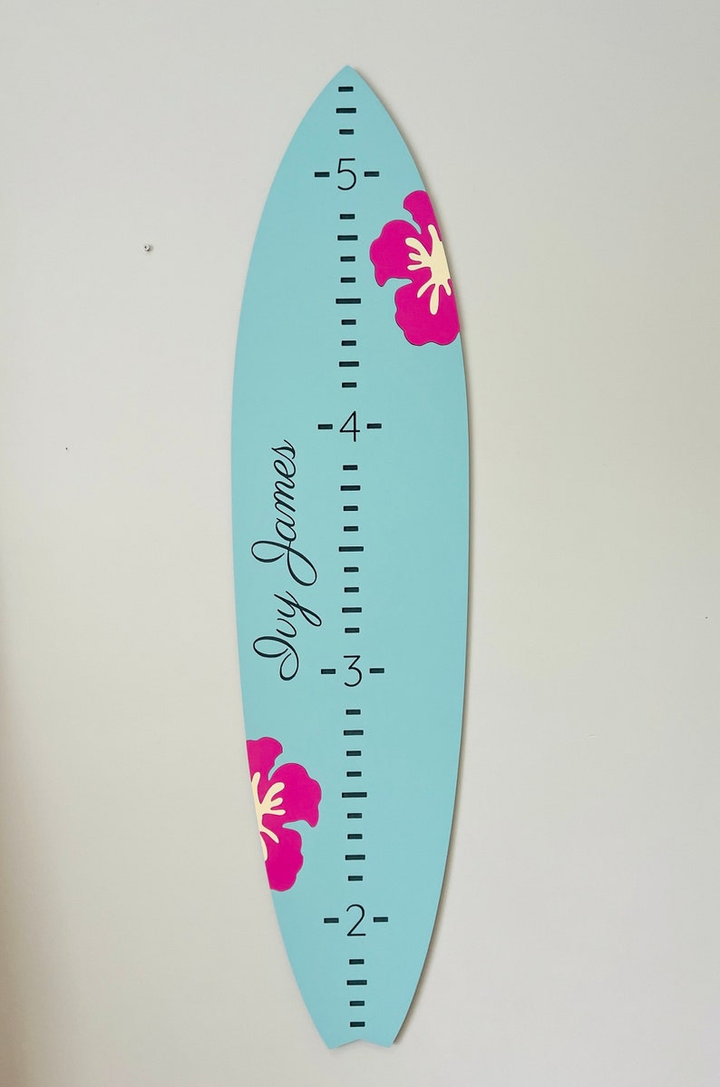 Surf Boared Ruler Surfboard Growth Chart Beach Nursery Wall Art Baby Gift Growth Chart ...
