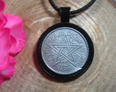 Maroc Empire Star Morocco 1951 AH1370 1 Franc All Black 25mm Handmade Coin Pendant 20 quot Necklace Unisex His Hers