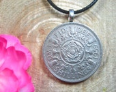 Central Tudor Rose Thistles Shamrocks Leeks Queen Elizabeth II British Jewelry 18 quot Black Necklace Handmade Pendant