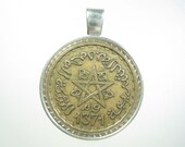 Morocco Maroc Empire Star 20 Francs 1952 AH1371 Africa Antique Silver Tone 25mm Bezel Coin Pendant Jewelry Necklace Chain