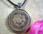 Libertad Sun Rays Sunshine Peru 150 years old 1878 2 Centavos Silver Tone 25mm Bezel Coin Pendant Handmade Necklace