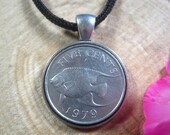 Blue Anglefish Fish Sea Marine Bermuda Islands Antique Silver Tone 22mm Bezel Coin Pendant Handmade Jewelry Necklace