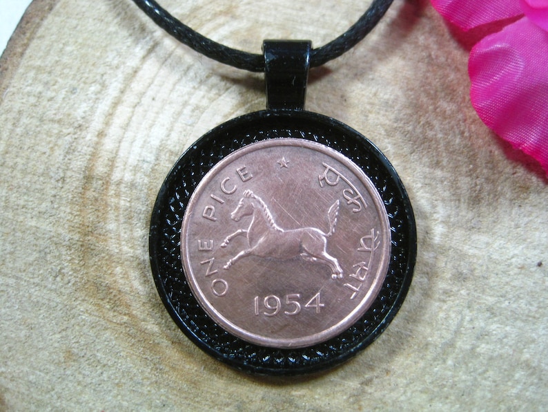 Indian Jewelry 20 Necklace All Black 25mm Handmade Coin Pendant India New Delhi Unisex His Hers Jumping Horse