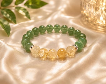 Pulsera de citrino y aventurina Pulsera de abundancia Pulsera de riqueza Pulsera de prosperidad Aventurina Éxito Pulsera de buena suerte Regalo para mamá