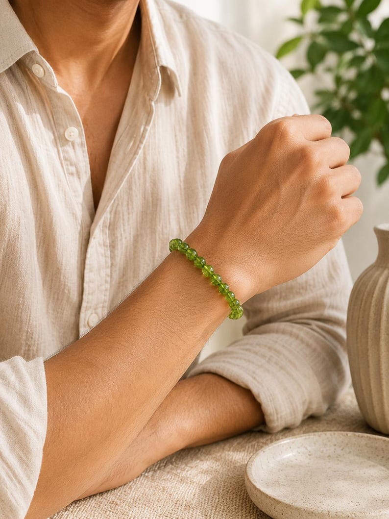 Peridot Bracelet, Wealth Bracelet, Prosperity Bracelet, Abundance Bracelet, Green Olivine Bracelet, Unisex Bracelet image 4