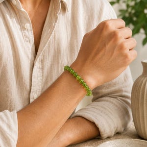 Peridot Bracelet, Wealth Bracelet, Prosperity Bracelet, Abundance Bracelet, Green Olivine Bracelet, Unisex Bracelet image 8