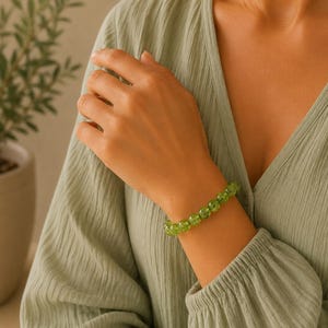 Peridot Bracelet, Wealth Bracelet, Prosperity Bracelet, Abundance Bracelet, Green Olivine Bracelet, Unisex Bracelet image 11