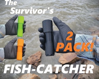 The Survivor's Fish-Catcher -2 PACK- Pocket Crank-Reel Fishing Gadget, with Tackle Storage