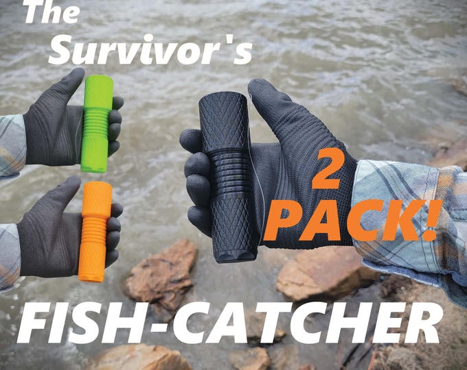 The Survivor's Fish-Catcher -2 PACK- Pocket Crank-Reel Fishing Gadget, with Tackle Storage