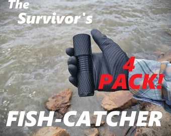 The Survivor's Fish-Catcher -FAMILY PACK (4 pack) -- Pocket Reel Fishing Gadget, with Tackle Storage