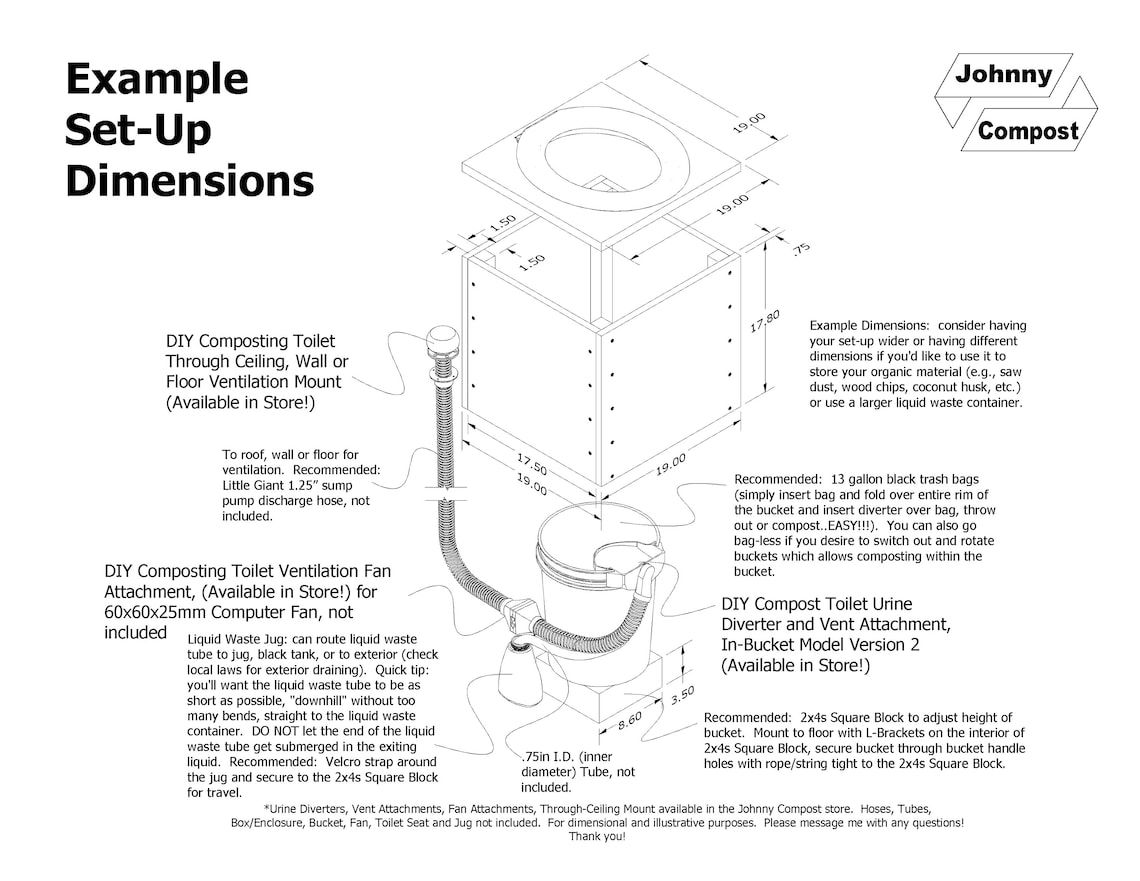 DIY Composting Toilet Urine Diverter BucketContained Etsy