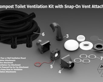 DIY Compost Toilet Ventilation Kit - with Snap-On Ventilation Attachment