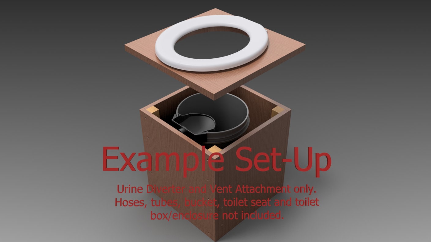 DIY Compost Toilet Urine Diverter and Vent Attachment, In-bucket Model