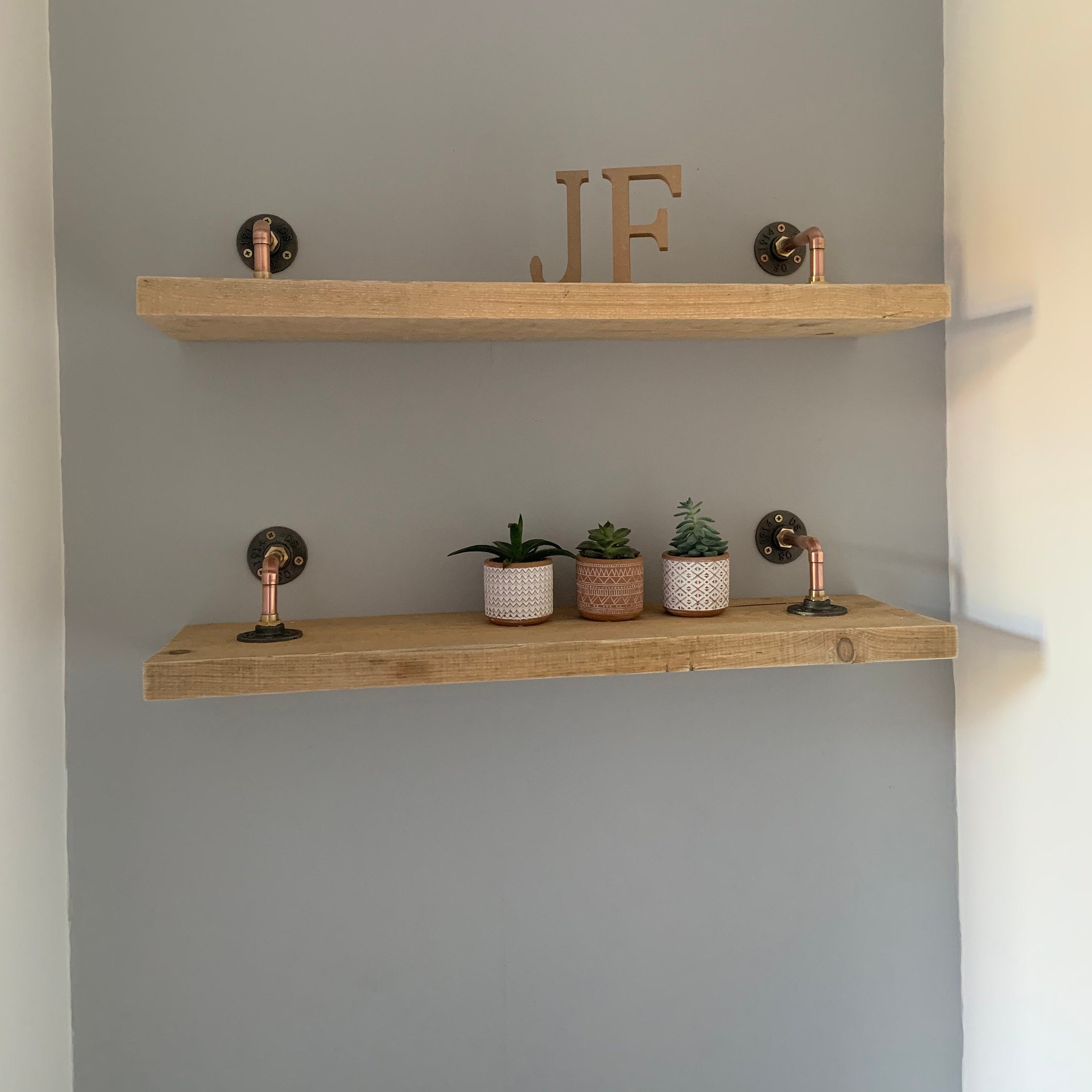 Copper Pipe Brackets With Shelf Etsy UK