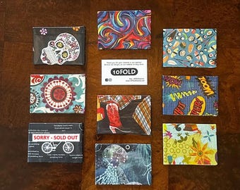 Portefeuille mince et minimaliste, porte-monnaie, crânes en sucre, méduse, botte de cowboy, cachemire vintage, sushi, psychédélique, bandes dessinées, fantaisiste