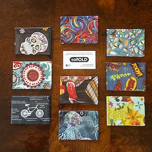 Minimalistische Brieftasche, Brieftasche, Sugar Skulls, Qualle, Cowboystiefel, Vintage Paisley, Sushi, Fahrrad Fahrrad, psychedelisch, Comics, wunderlich