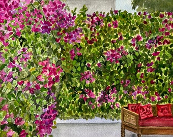 Floral Spring Bougainvillea Art Print, Original Archival Artwork