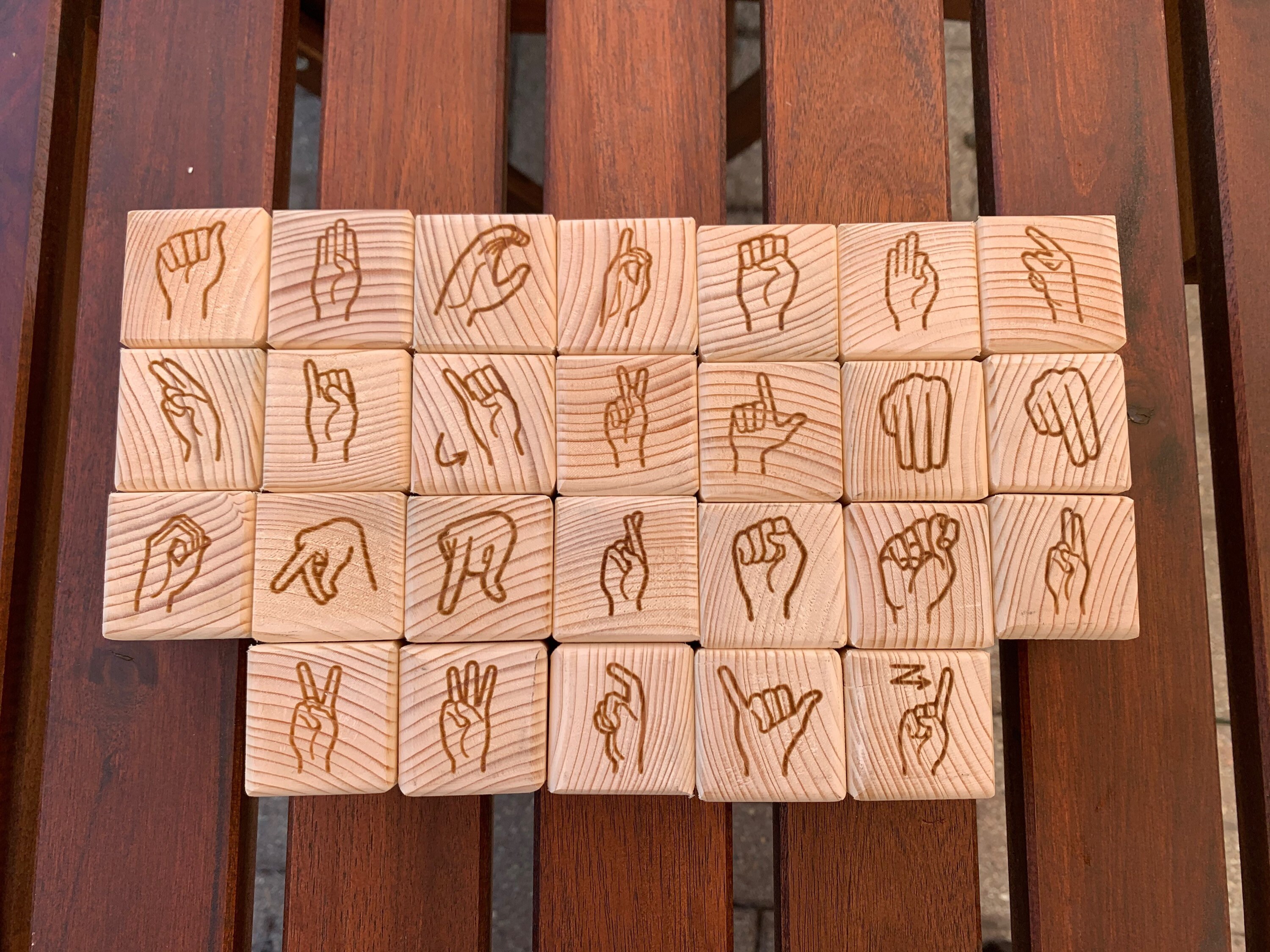 Wooden Alphabet ASL Blocks / Baby Blocks / Baby Shower Gift / Etsy