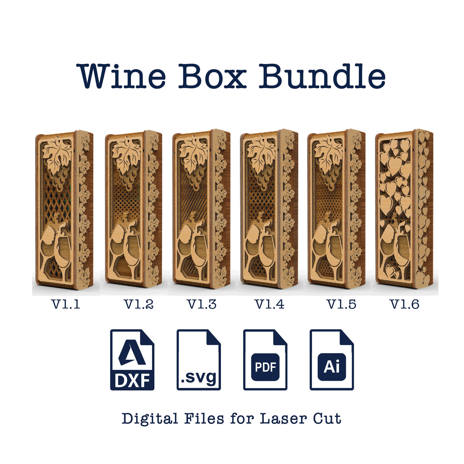 Wooden Wine Gift Box Bundle Laser Cut Files for 3mm and 4mm Etsy