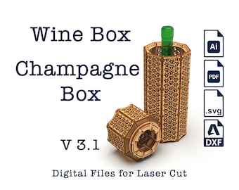 Wein-Geschenkbox aus Holz, Champagner-Box V3.1 lasergeschnittene Dateien für 4mm Sperrholz.