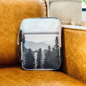 Mountain Grey Bible Cover Case with Handles Gift for Boys and Girls - Bible Case Gift for Baptism