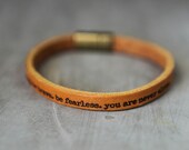 be strong. be brave. be fearless. you are never alone. leather bracelet - includes a second free bracelet, inspirational jewelry, joshua 1