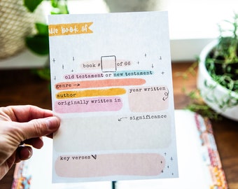 Bible Summary Fill in Digital Printable File - perfect for Bible Journaling!