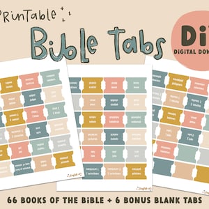 Boho Colors PRINTABLE Bible Tabs - DIY Digital Download File | Bible Journaling Tabs | Journaling Supplies | PNG File