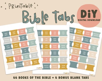 Boho Colors PRINTABLE Bible Tabs - DIY Digital Download File | Bible Journaling Tabs | Journaling Supplies | PNG File