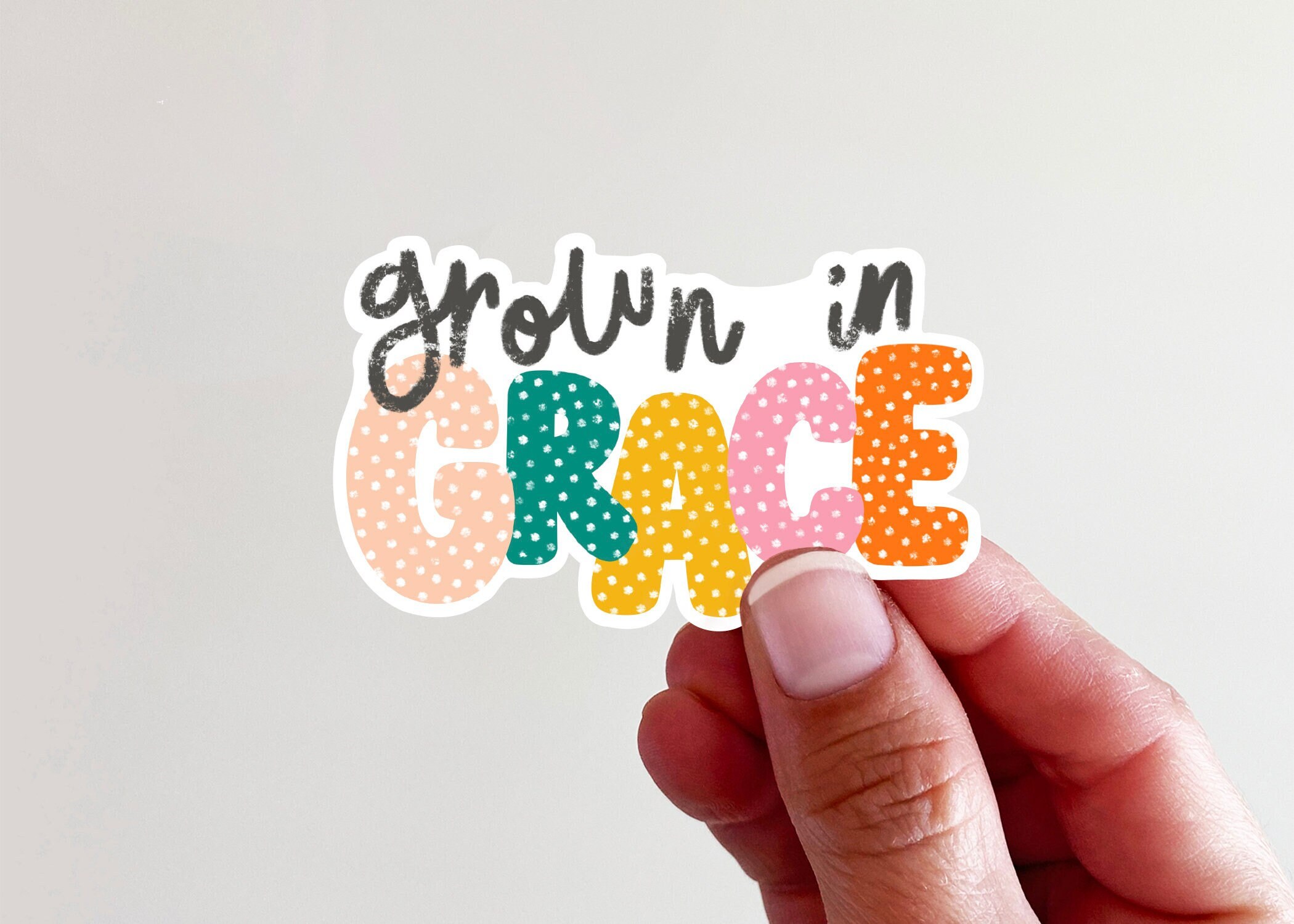 GROWN in Grace Polka Dot Christian Vinyl Sticker - Perfect for Laptops ...