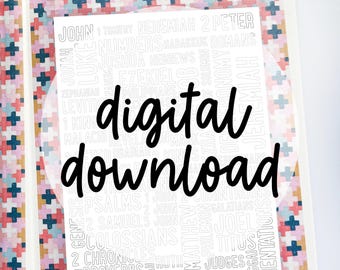 Bücher der Bibel Ausmalbogen zum Ausmalen (Digitaler Download)