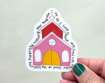 Morning by Morning New Mercies I See... Great is Try Faithfulness - Pink & Yellow Church- Vinyl Sticker