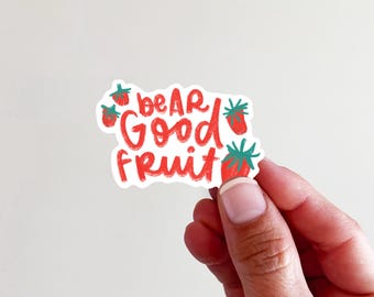 Bear Good Fruit Strawberries Vinyl Sticker - perfect for laptops, tumblers, journals