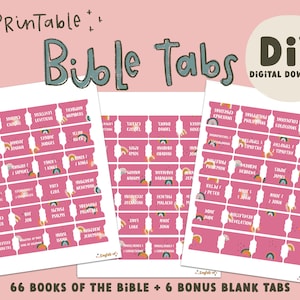 Raspberry Rainbows PRINTABLE Bible Tabs - DIY Digital Download File | Bible Journaling Tabs | Journaling Supplies | PNG File