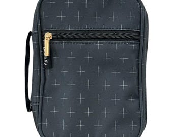 Black Cross COMPACT Bible Cover with handles