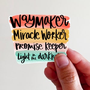 Waymaker Vinyl Sticker - perfect for laptops, tumblers, journals faith based