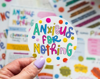 Anxious for Nothing Circle Smiles Vinyl Sticker - perfect for laptops, tumblers, journals