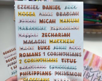 Boho Clear Vinyl Bible Book Header Stickers: Christian Journaling Tabs & Labels for Planners