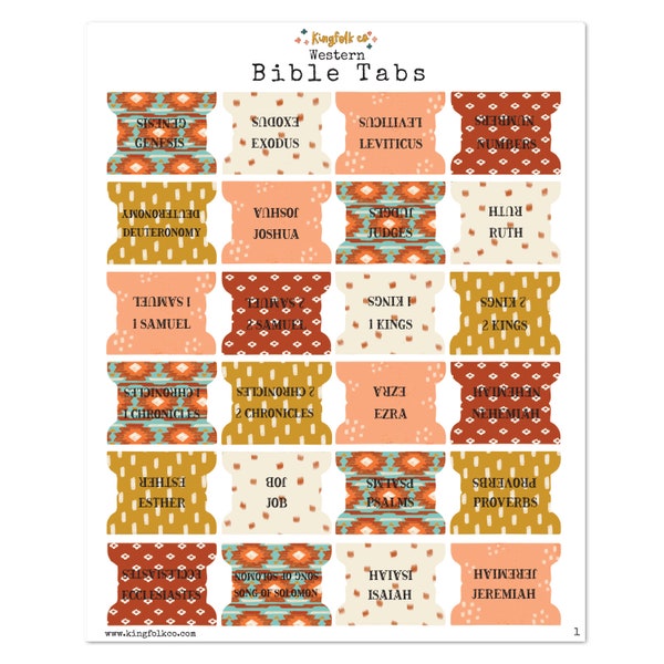 Western Aztec Cowgirl Bible Tabs