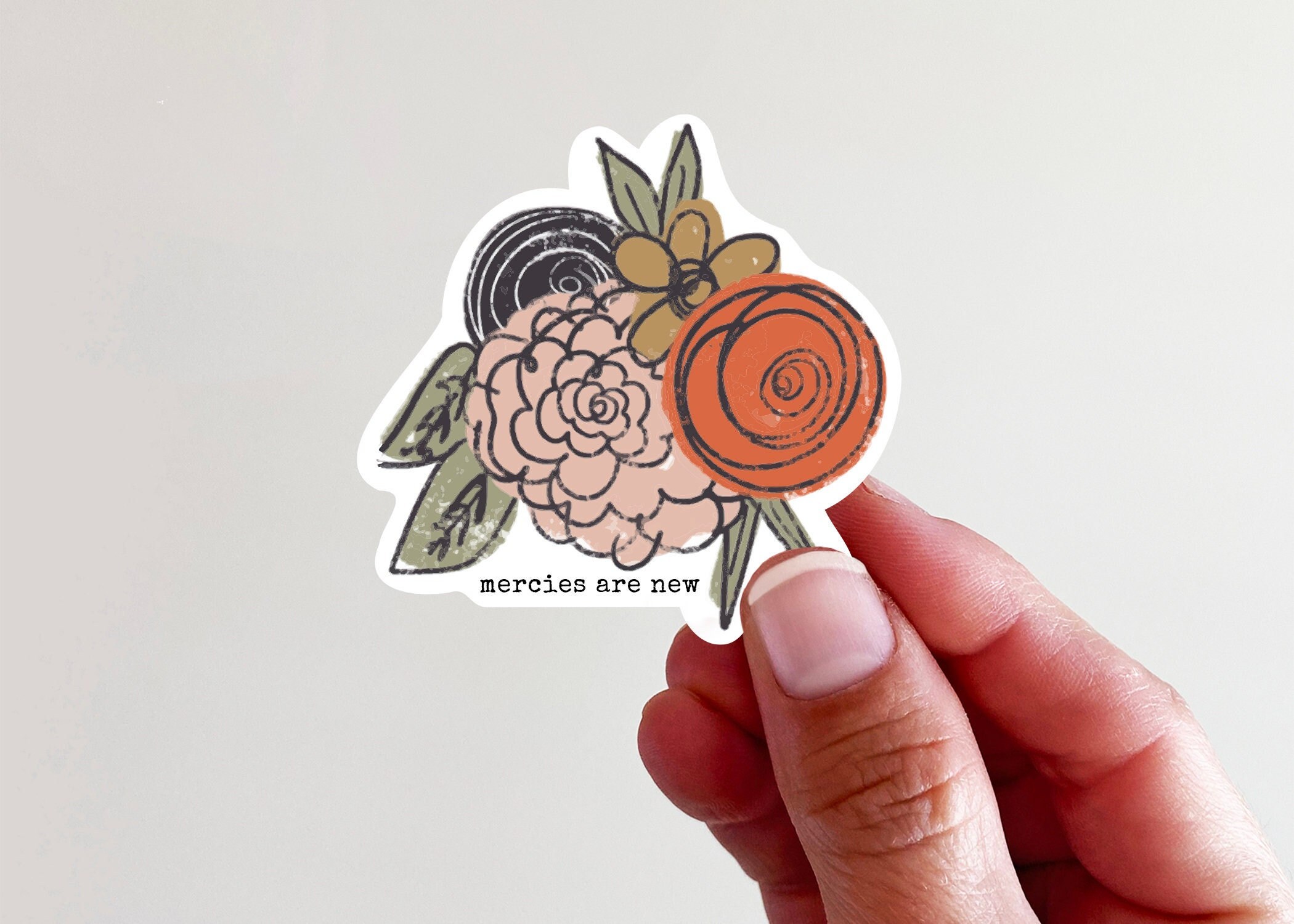 Mercies Are New Floral Christian Vinyl Sticker - Perfect for Laptops ...