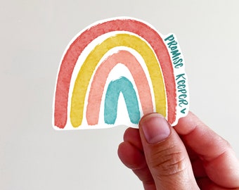Promise Keeper Rainbow Christian Vinyl Sticker - perfect for laptops, tumblers, journals
