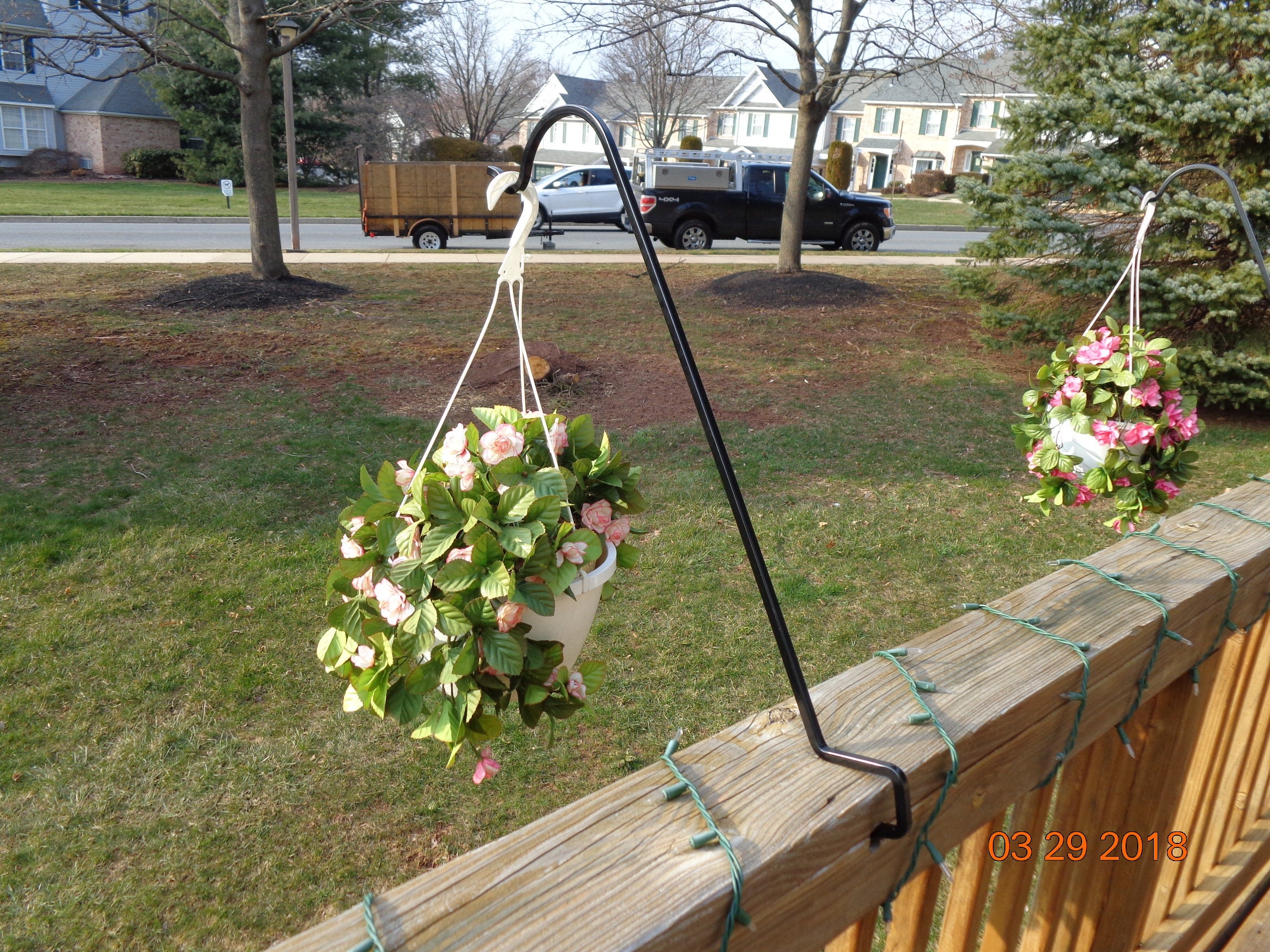 Wooden Deck Handrail Basket Hanger Etsy