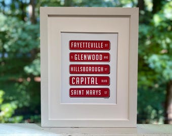 Raleigh, NC Street Sign 8x10 Print