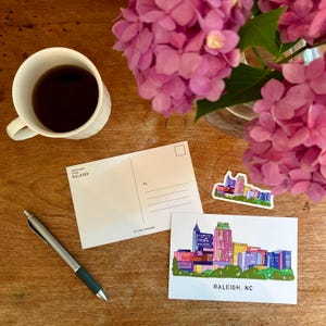 Pacchetto di cartoline con lo skyline di Raleigh