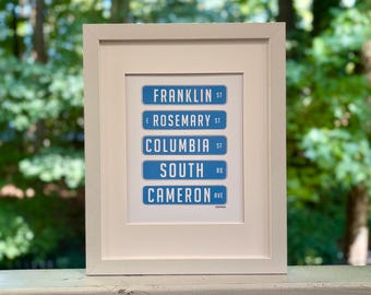 Chapel Hill Street Signs 8x10 Print