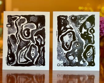 Black & White Watercolor Prints (set of 2)