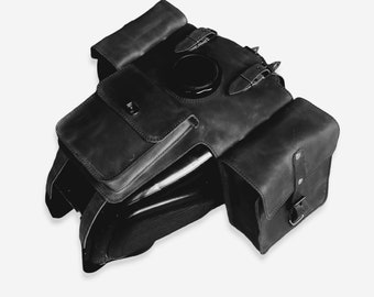 Motorcycle leather bags for gas tank BMW R50/5, R60/5, R75/5, R60/6, R75/6, R90/6; Dnepr MT10, MT11, MT12, MT16, MT80, big pocket